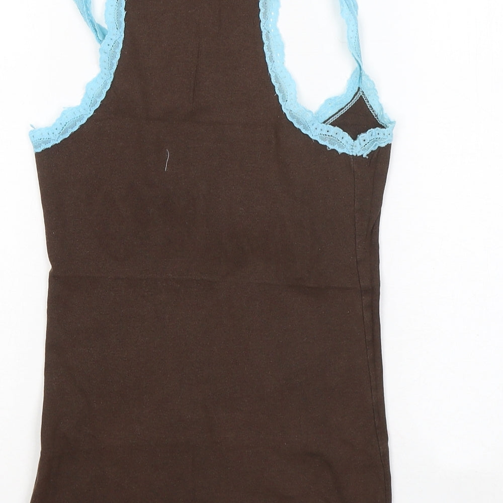 La Senza Womens Brown Cotton Basic Tank Size 8 Round Neck - Pretty Wild