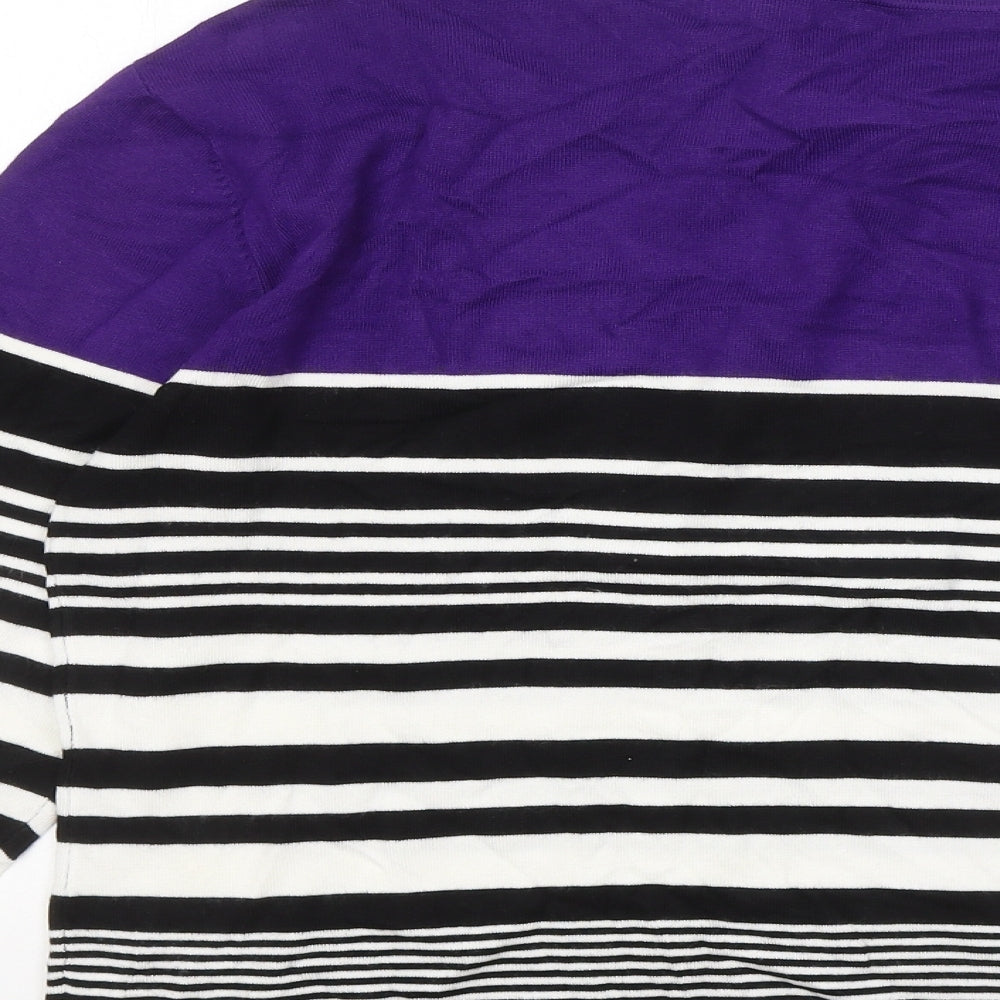 Autonomy Womens Multicoloured Square Neck Striped Viscose Pullover Jumper Size 22