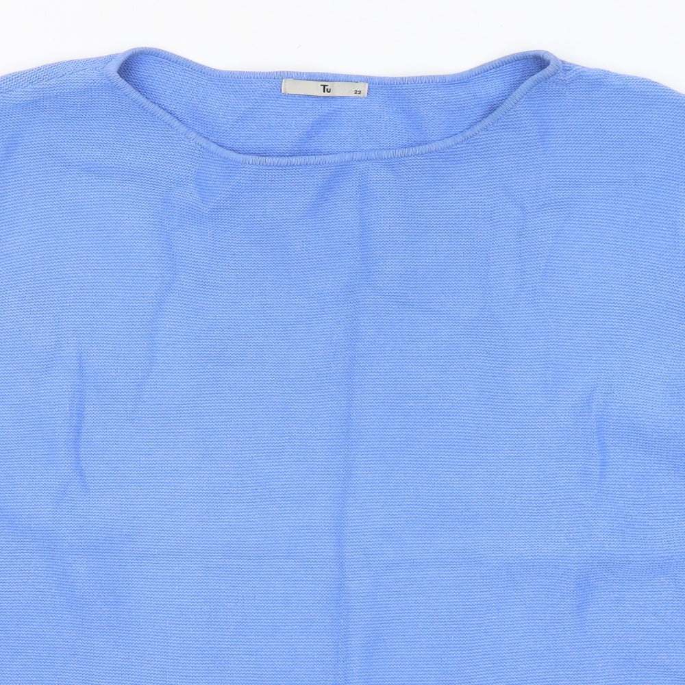TU Womens Blue Round Neck Cotton Pullover Jumper Size 22