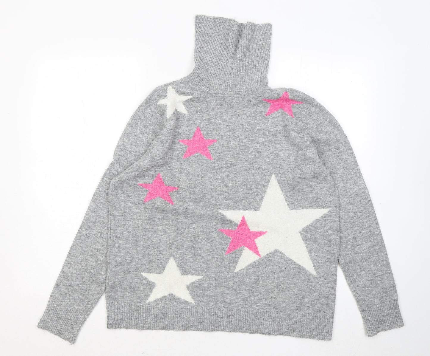 Wallis Womens Grey Roll Neck Acrylic Pullover Jumper Size M - Stars