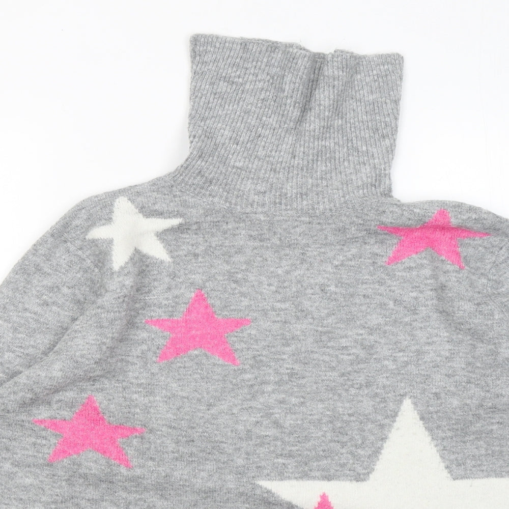 Wallis Womens Grey Roll Neck Acrylic Pullover Jumper Size M - Stars