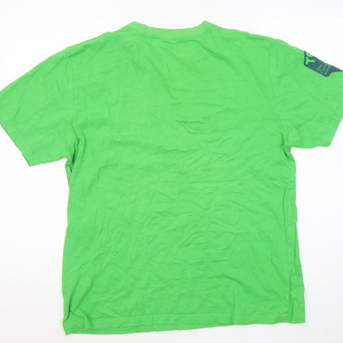 Earth Positive Mens Green Cotton T-Shirt Size M Round Neck - Green Heroes