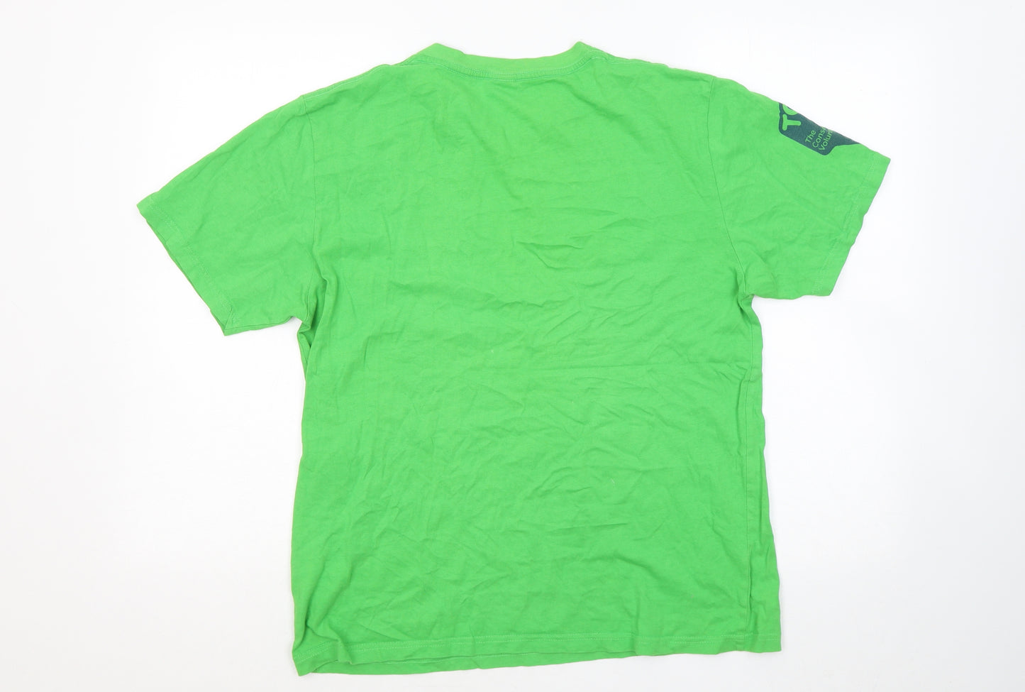 Earth Positive Mens Green Cotton T-Shirt Size M Round Neck - Green Heroes