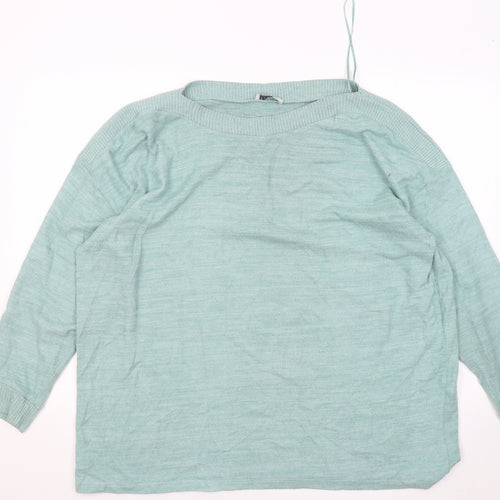 Papaya Womens Green Round Neck Viscose Pullover Jumper Size XL