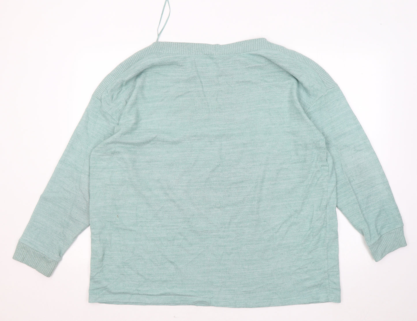 Papaya Womens Green Round Neck Viscose Pullover Jumper Size XL