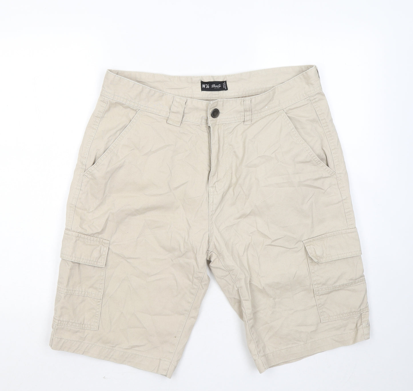 Denim & Co. Mens Blue Cotton Cargo Shorts Size 36 in Regular