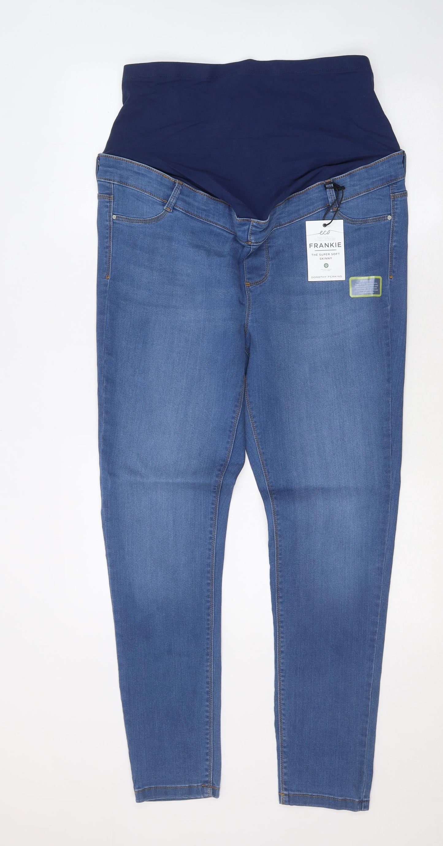Dorothy Perkins Womens Blue Cotton Skinny Jeans Size 14 L27 in Regular