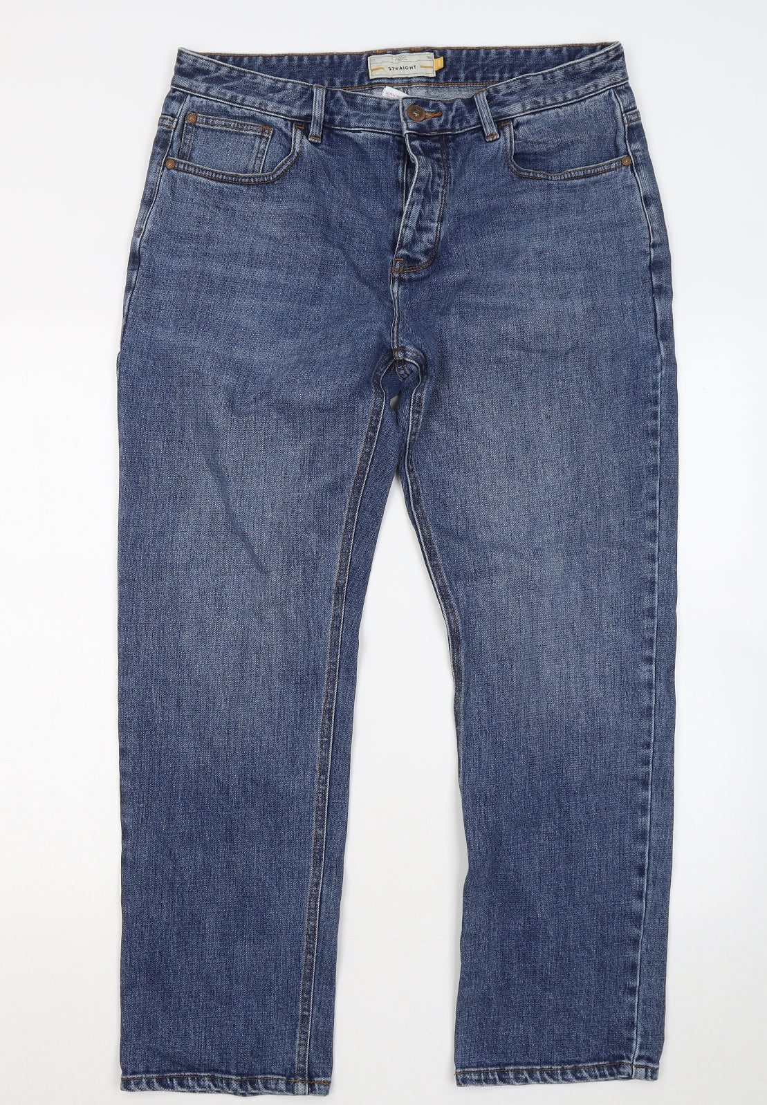 NEXT Mens Blue Cotton Straight Jeans Size 34 in L30 in Regular