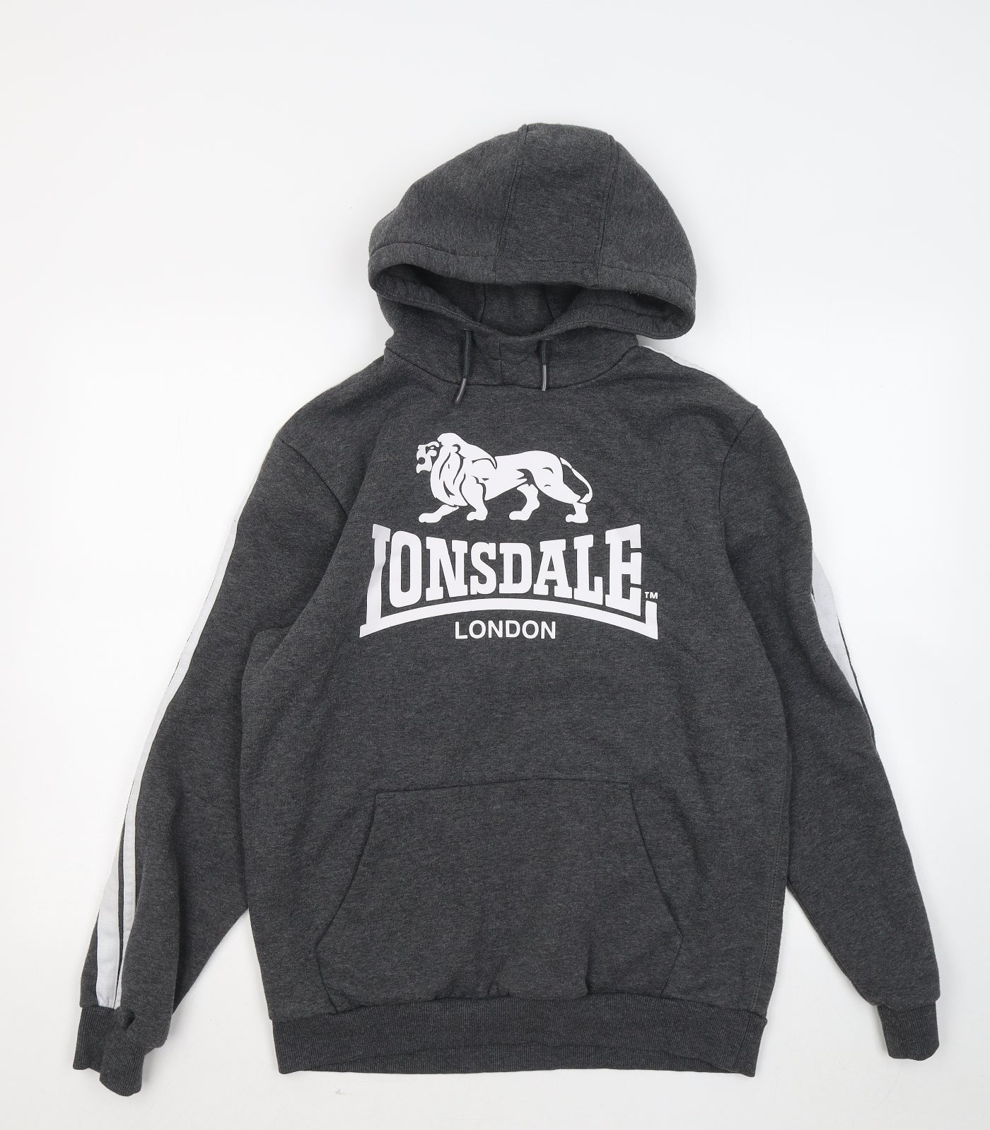 Lonsdale Mens Grey Cotton Pullover Hoodie Size S