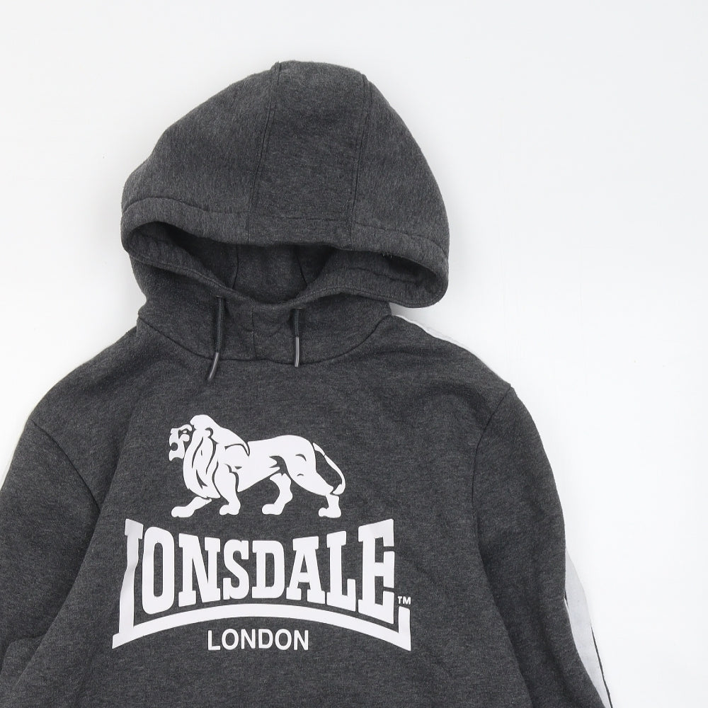 Lonsdale Mens Grey Cotton Pullover Hoodie Size S