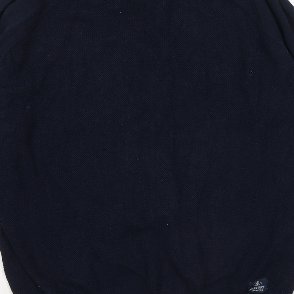 Holmes & co Mens Blue Round Neck Cotton Pullover Jumper Size L