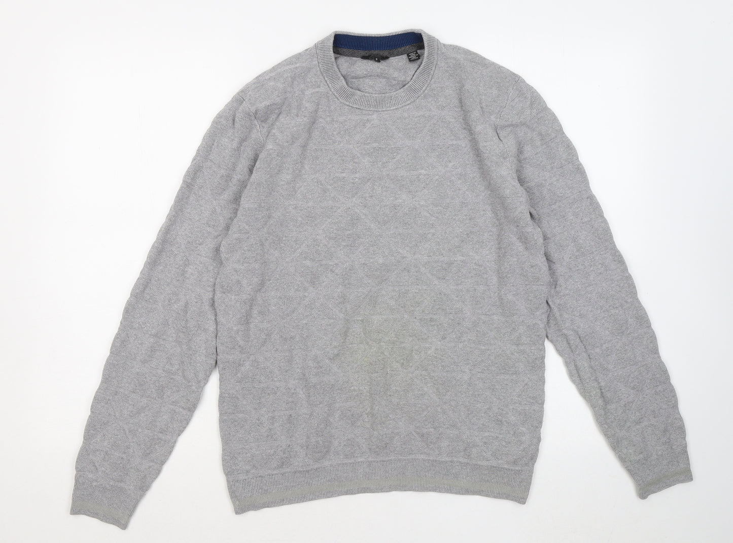 Ted Baker Mens Grey Round Neck Viscose Pullover Jumper Size S