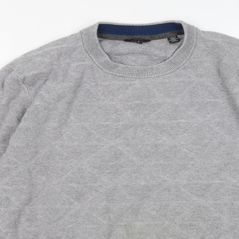 Ted Baker Mens Grey Round Neck Viscose Pullover Jumper Size S