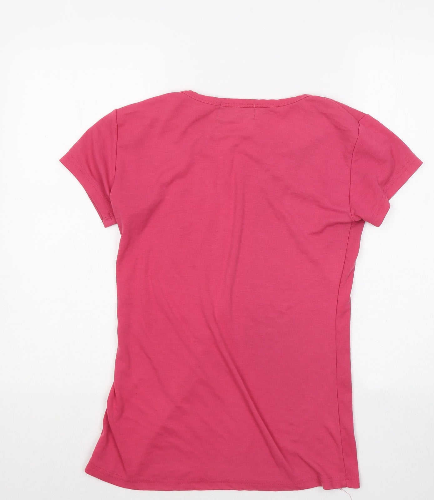 Superdry Womens Pink Polyester Basic T-Shirt Size XL Round Neck