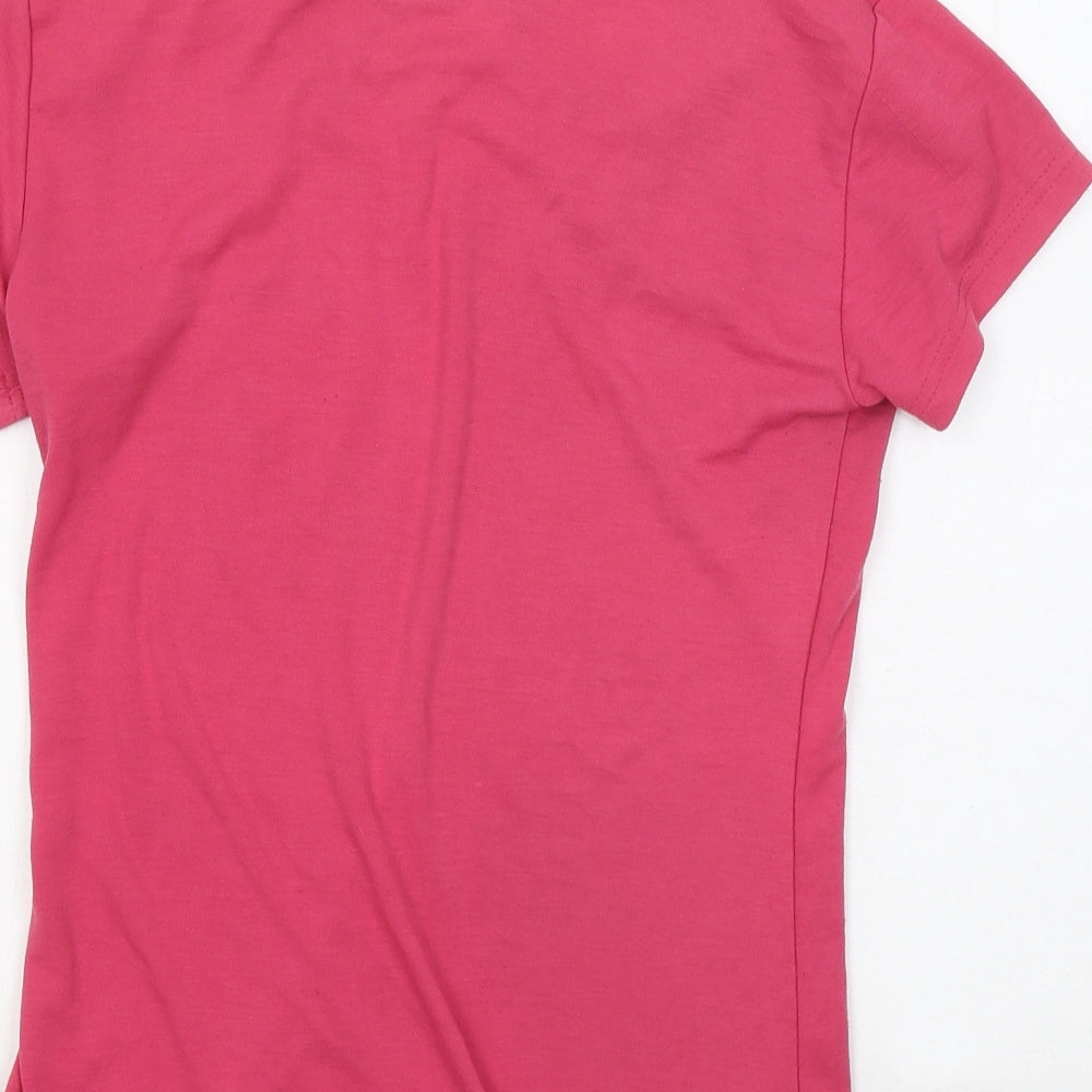 Superdry Womens Pink Polyester Basic T-Shirt Size XL Round Neck