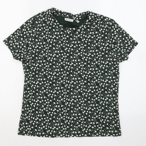 MONKL Womens Green Round Neck Floral Cotton Pullover Jumper Size 10