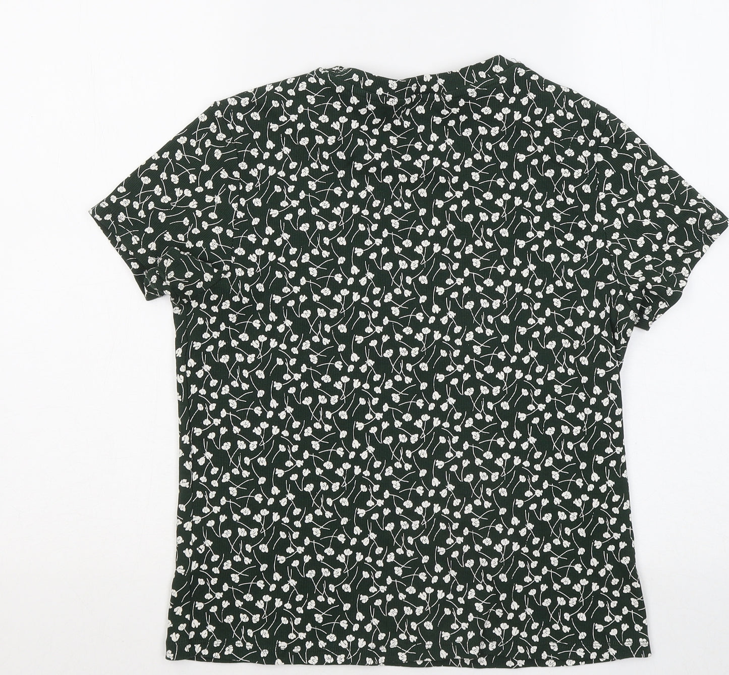 MONKL Womens Green Round Neck Floral Cotton Pullover Jumper Size 10