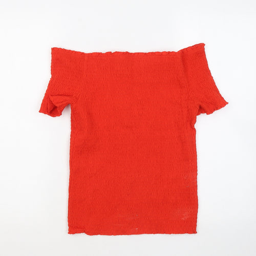 Papaya Womens Orange Cotton Basic T-Shirt Size 14 Round Neck