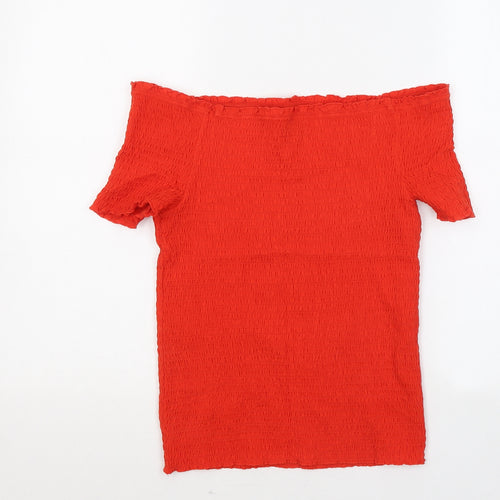 Papaya Womens Orange Cotton Basic T-Shirt Size 14 Round Neck