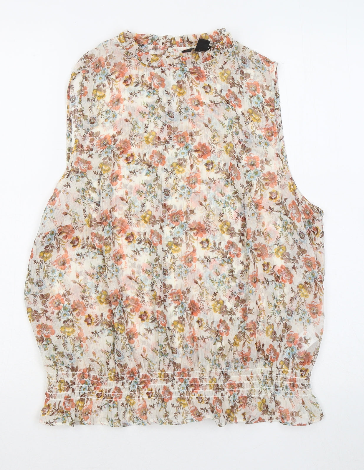 New Look Womens Multicoloured Floral Polyester Basic Blouse Size 16 Round Neck