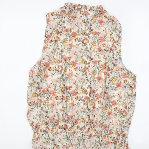 New Look Womens Multicoloured Floral Polyester Basic Blouse Size 16 Round Neck