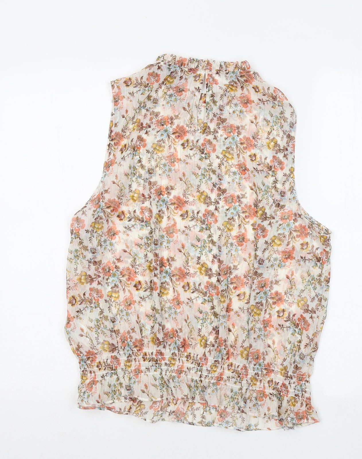New Look Womens Multicoloured Floral Polyester Basic Blouse Size 16 Round Neck
