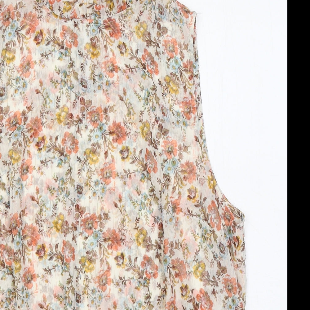 New Look Womens Multicoloured Floral Polyester Basic Blouse Size 16 Round Neck