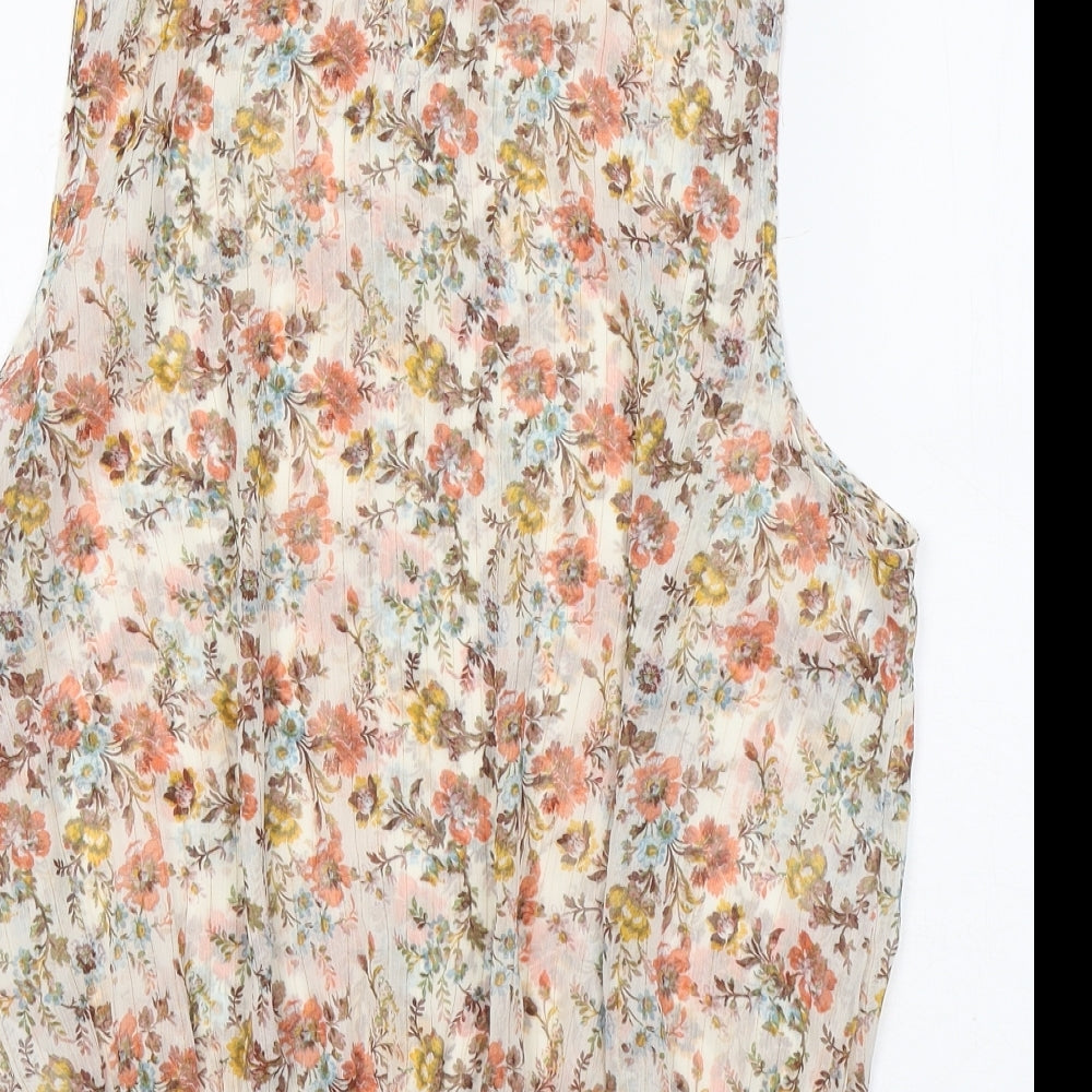 New Look Womens Multicoloured Floral Polyester Basic Blouse Size 16 Round Neck