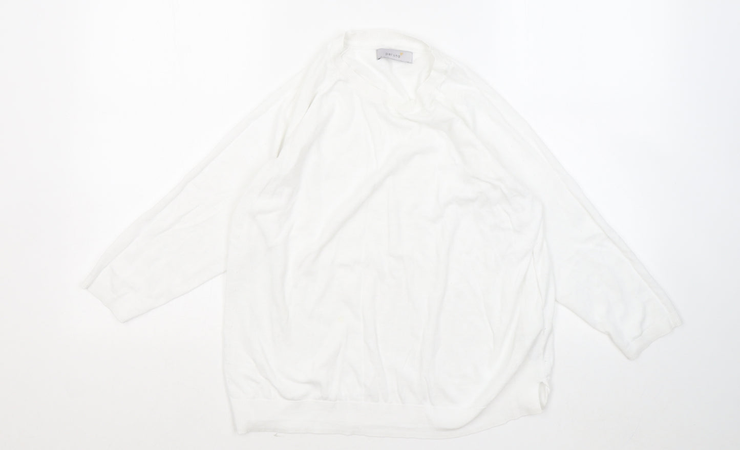 Marks and Spencer Womens White Round Neck Cotton Pullover Jumper Size 14