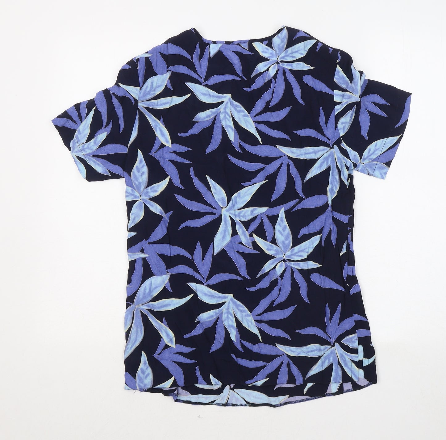 Paul Separates Womens Blue Floral Viscose Basic T-Shirt Size 10 Round Neck