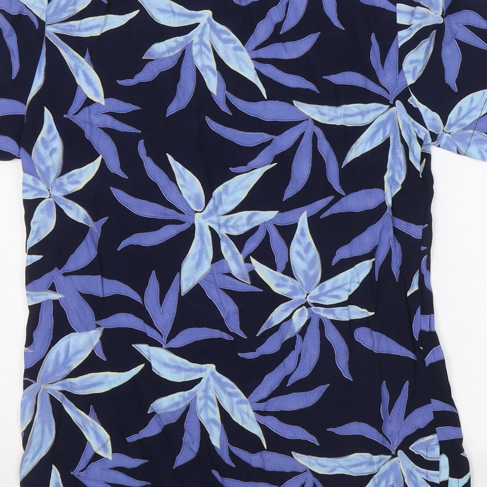 Paul Separates Womens Blue Floral Viscose Basic T-Shirt Size 10 Round Neck