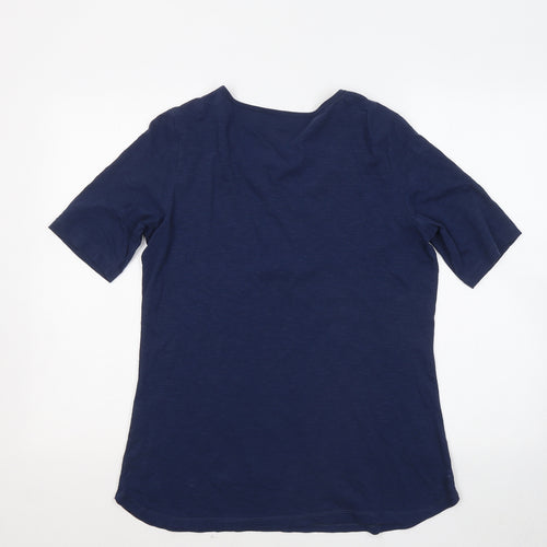 Olsen Womens Blue Cotton Basic T-Shirt Size 12 Round Neck
