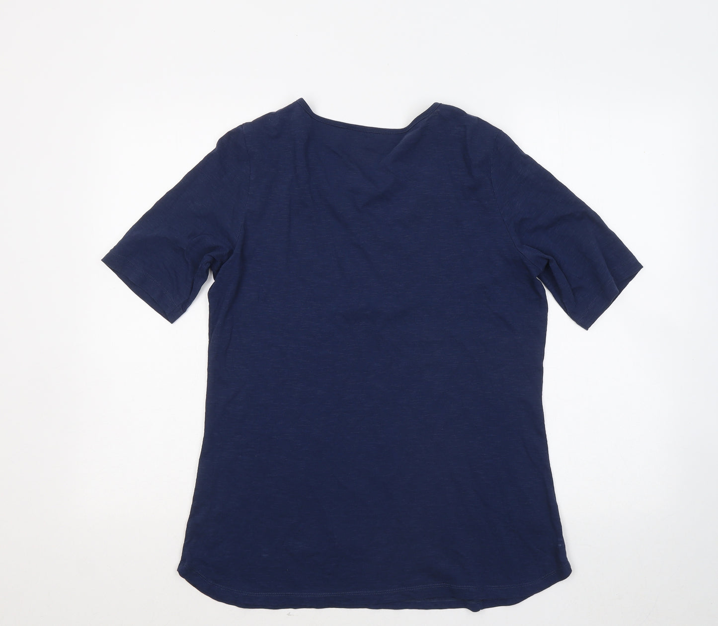 Olsen Womens Blue Cotton Basic T-Shirt Size 12 Round Neck