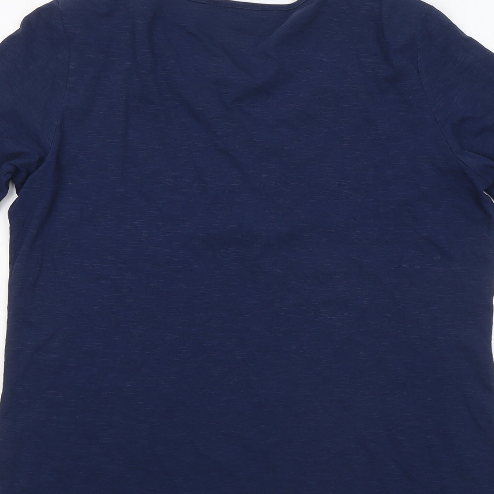 Olsen Womens Blue Cotton Basic T-Shirt Size 12 Round Neck