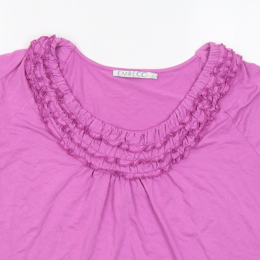 Emreco Womens Pink Viscose Basic T-Shirt Size 12 Round Neck