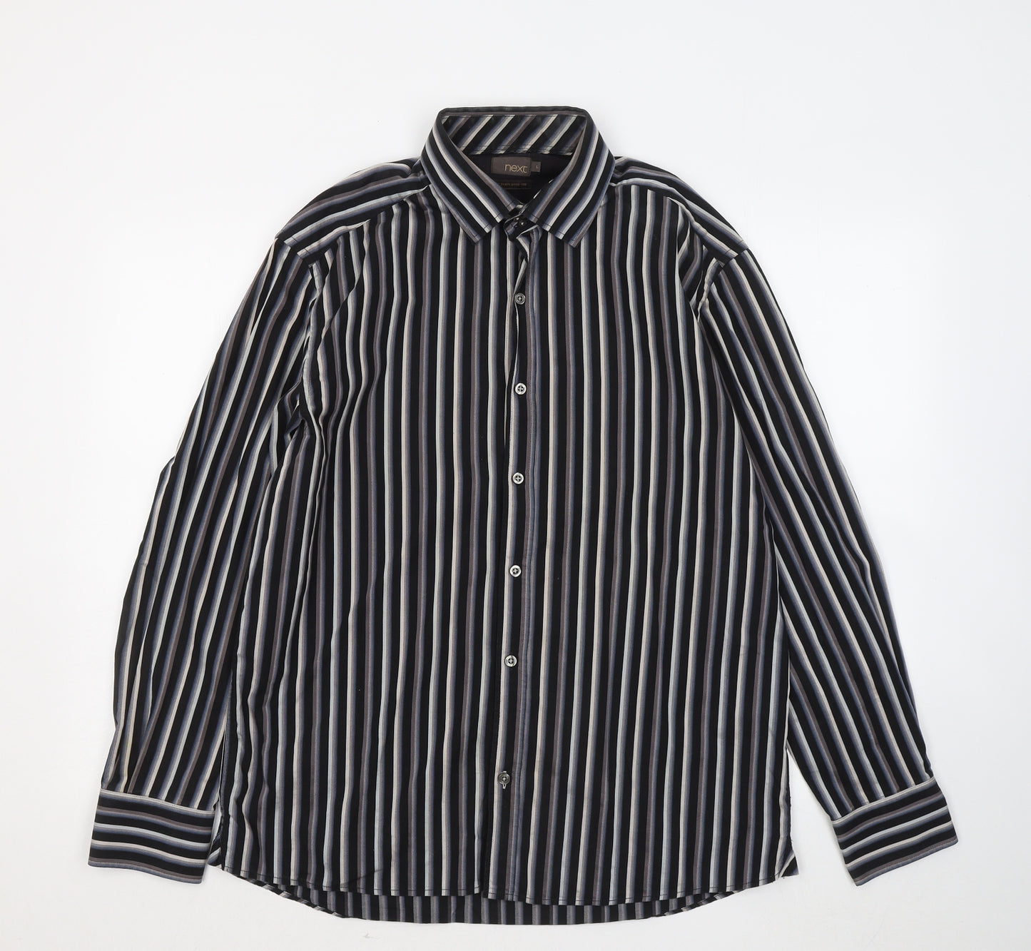 NEXT Mens Multicoloured Striped Cotton Button-Up Size L Collared