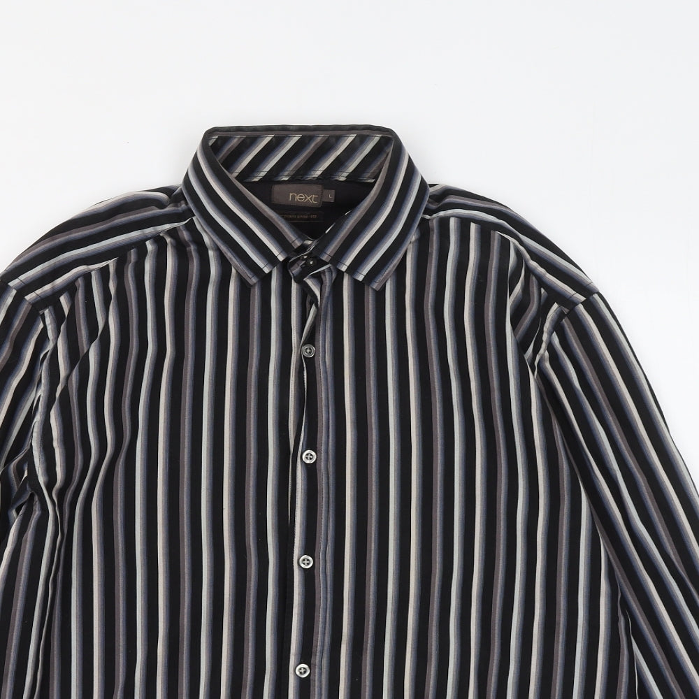 NEXT Mens Multicoloured Striped Cotton Button-Up Size L Collared