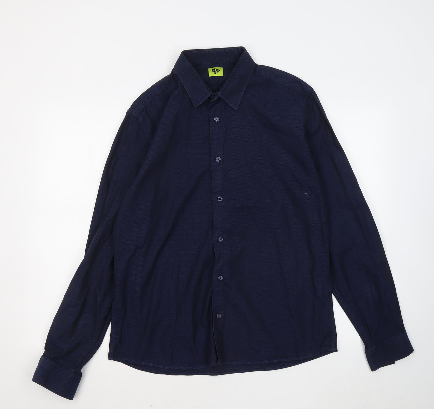NM Mens Blue Cotton Button-Up Size L Collared
