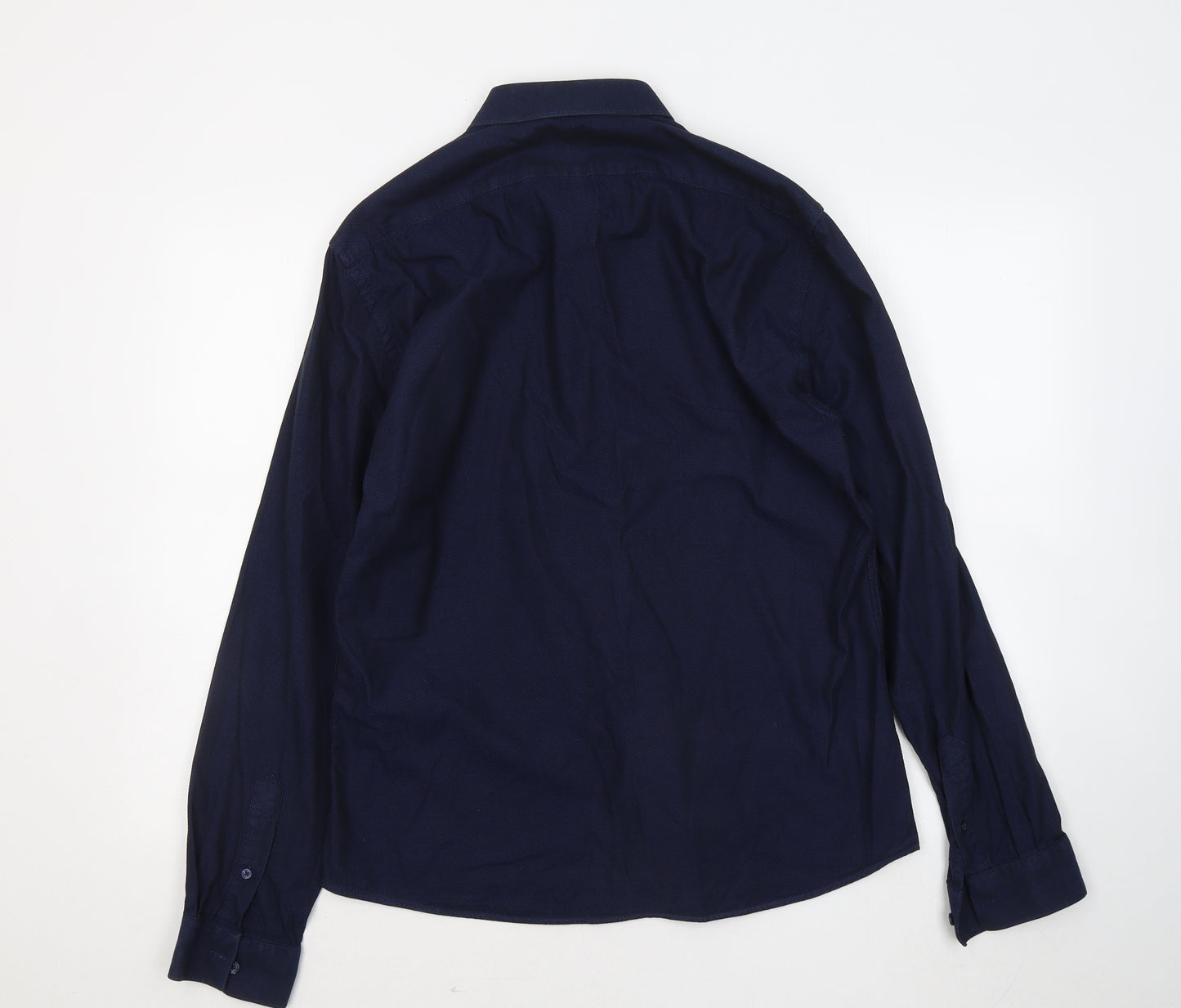 NM Mens Blue Cotton Button-Up Size L Collared