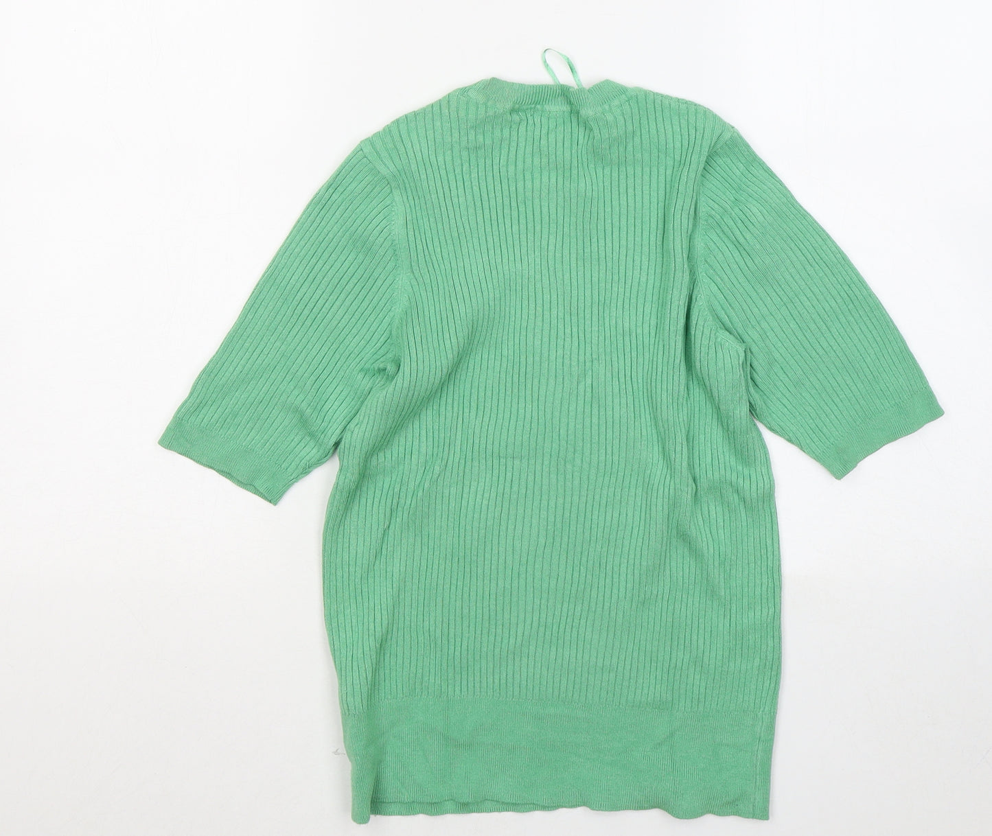 Marks and Spencer Womens Green Viscose Basic T-Shirt Size 12 Round Neck