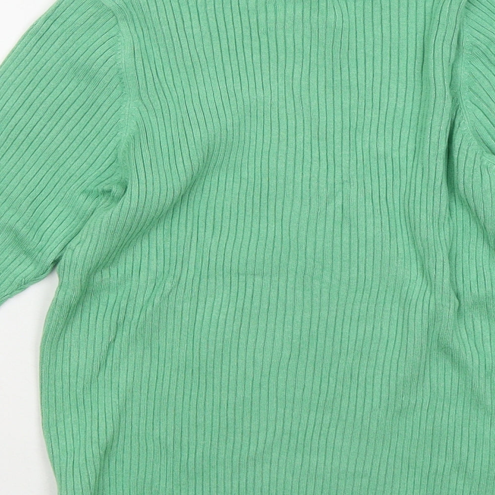 Marks and Spencer Womens Green Viscose Basic T-Shirt Size 12 Round Neck