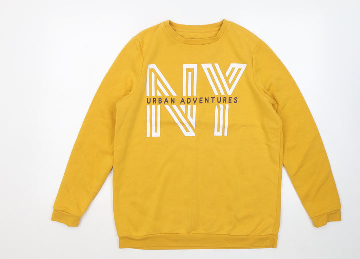 Primark Girls Yellow Cotton Pullover Sweatshirt Size 14 Years - Urban Adventures