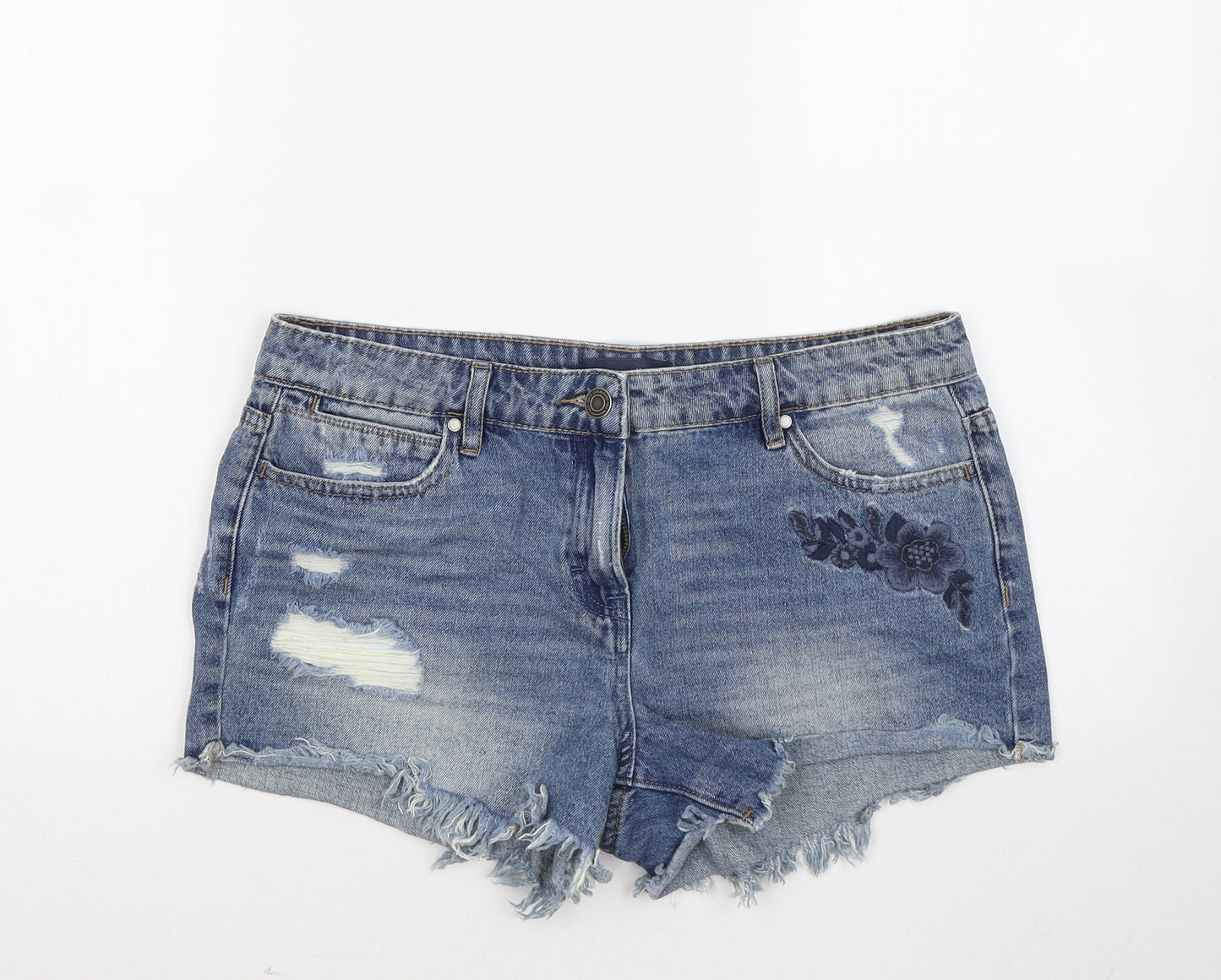 NEXT Womens Blue Cotton Dungaree Shorts Shorts Size 10 Regular