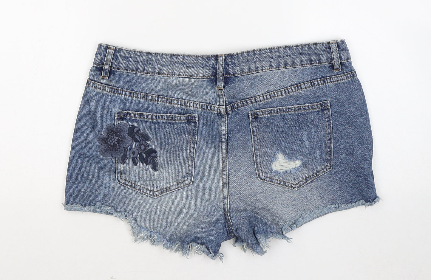 NEXT Womens Blue Cotton Dungaree Shorts Shorts Size 10 Regular