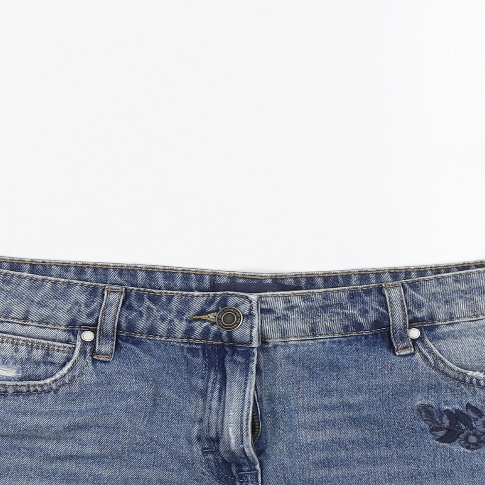 NEXT Womens Blue Cotton Dungaree Shorts Shorts Size 10 Regular