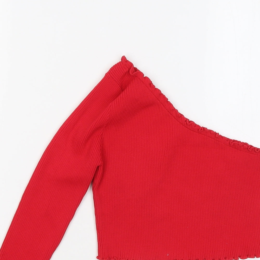 Lely Wood Womens Red Viscose Basic T-Shirt Size S Round Neck