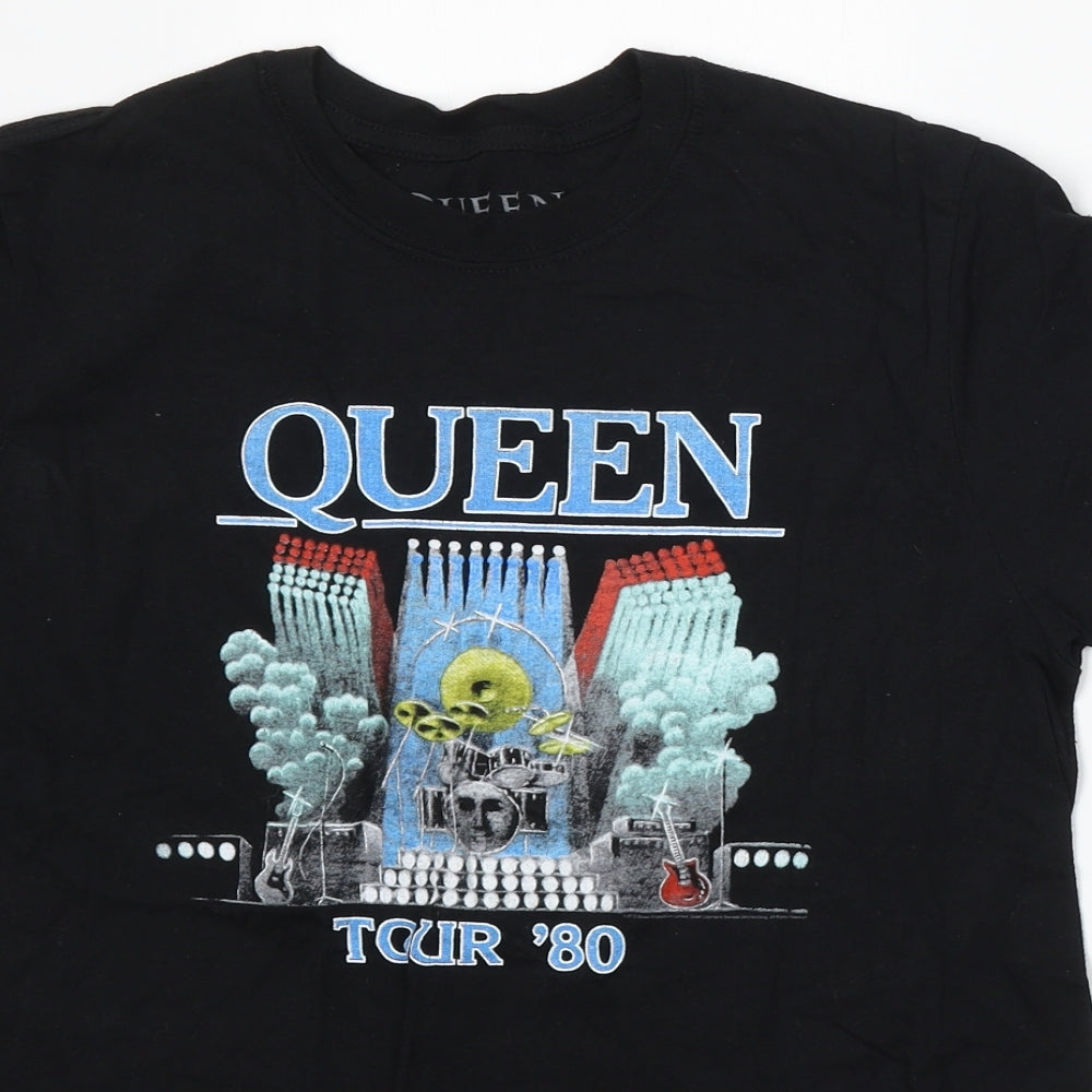 Queen Mens Black Cotton T-Shirt Size S Round Neck - Queen 1980 Tour