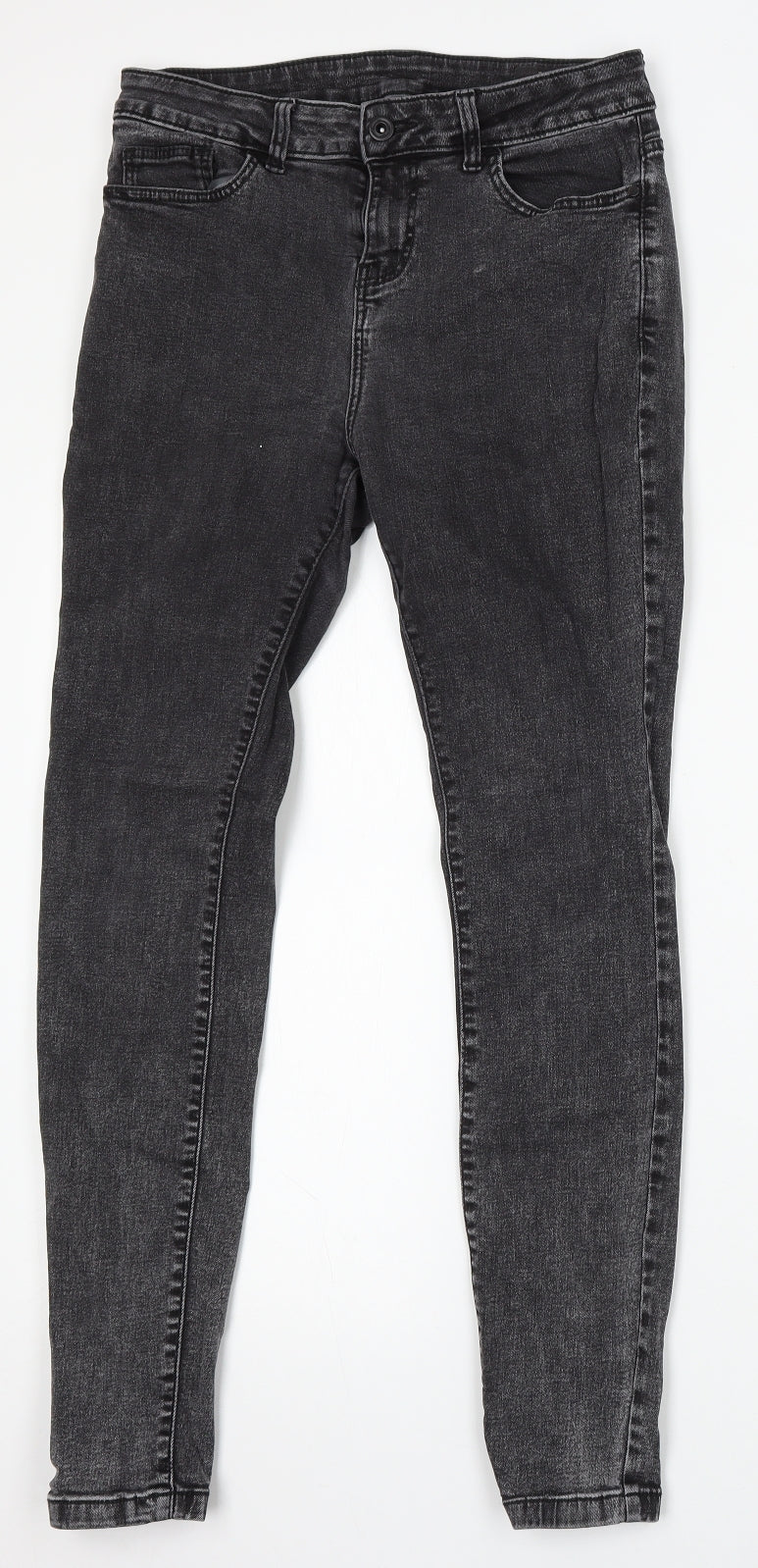 TU Womens Grey Cotton Skinny Jeans Size 10 L30 in Regular Button