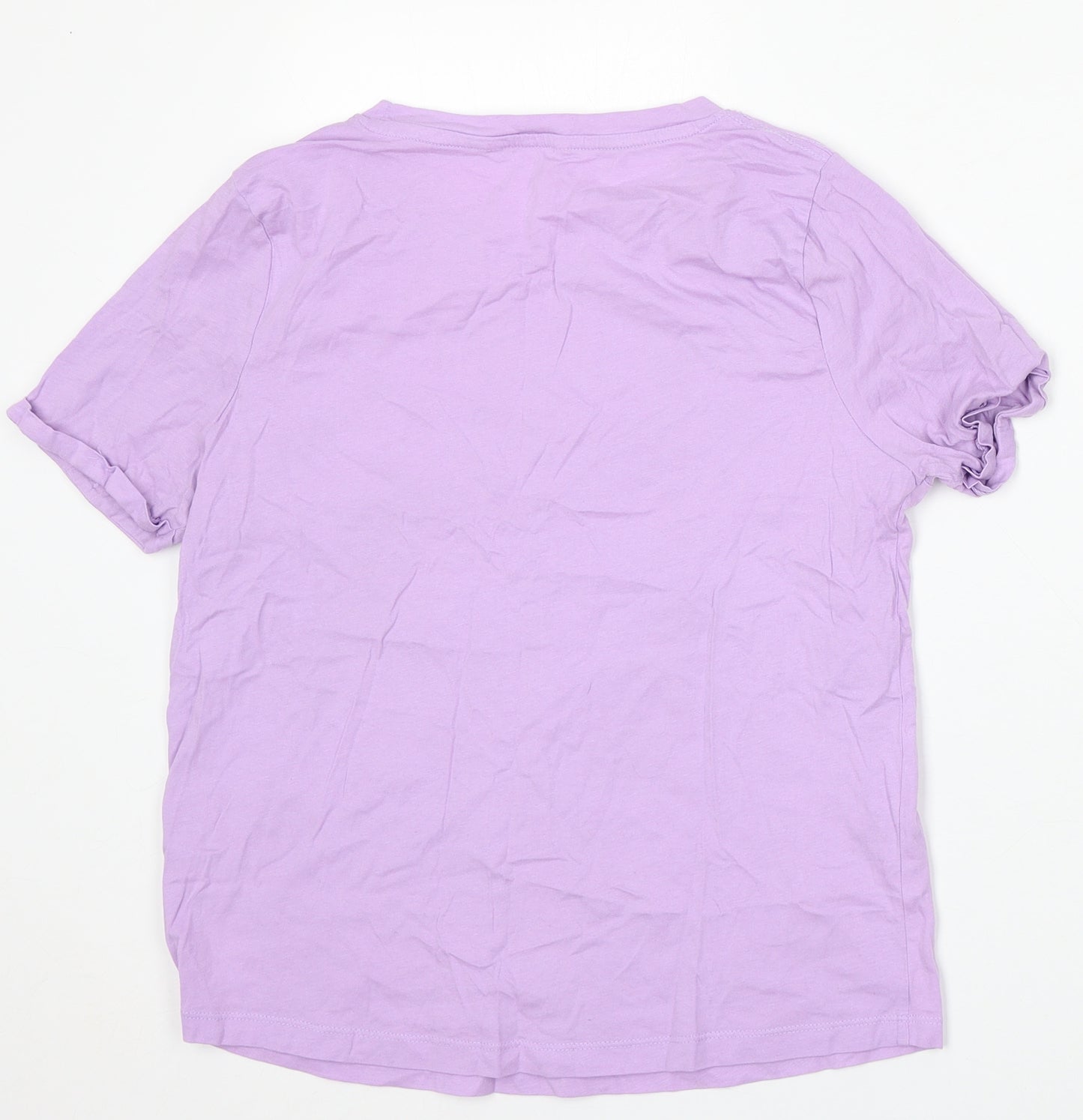 TU Womens Purple Cotton Basic T-Shirt Size 12 Round Neck