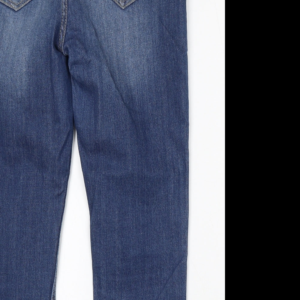 F&F Womens Blue Cotton Cropped Jeans Size 10 L23 in Regular Button